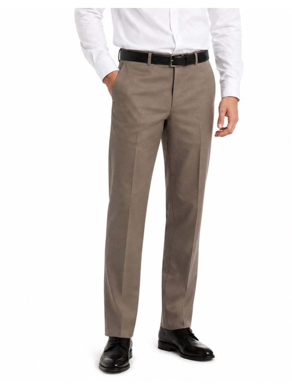 Riviera Traveller Washable Stretch Wool Blend Classic Fit Khaki Dress Pants